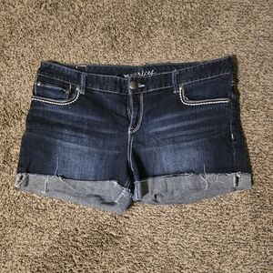 Maurices Dark Blue Jean Shorts with Gray Cuffs